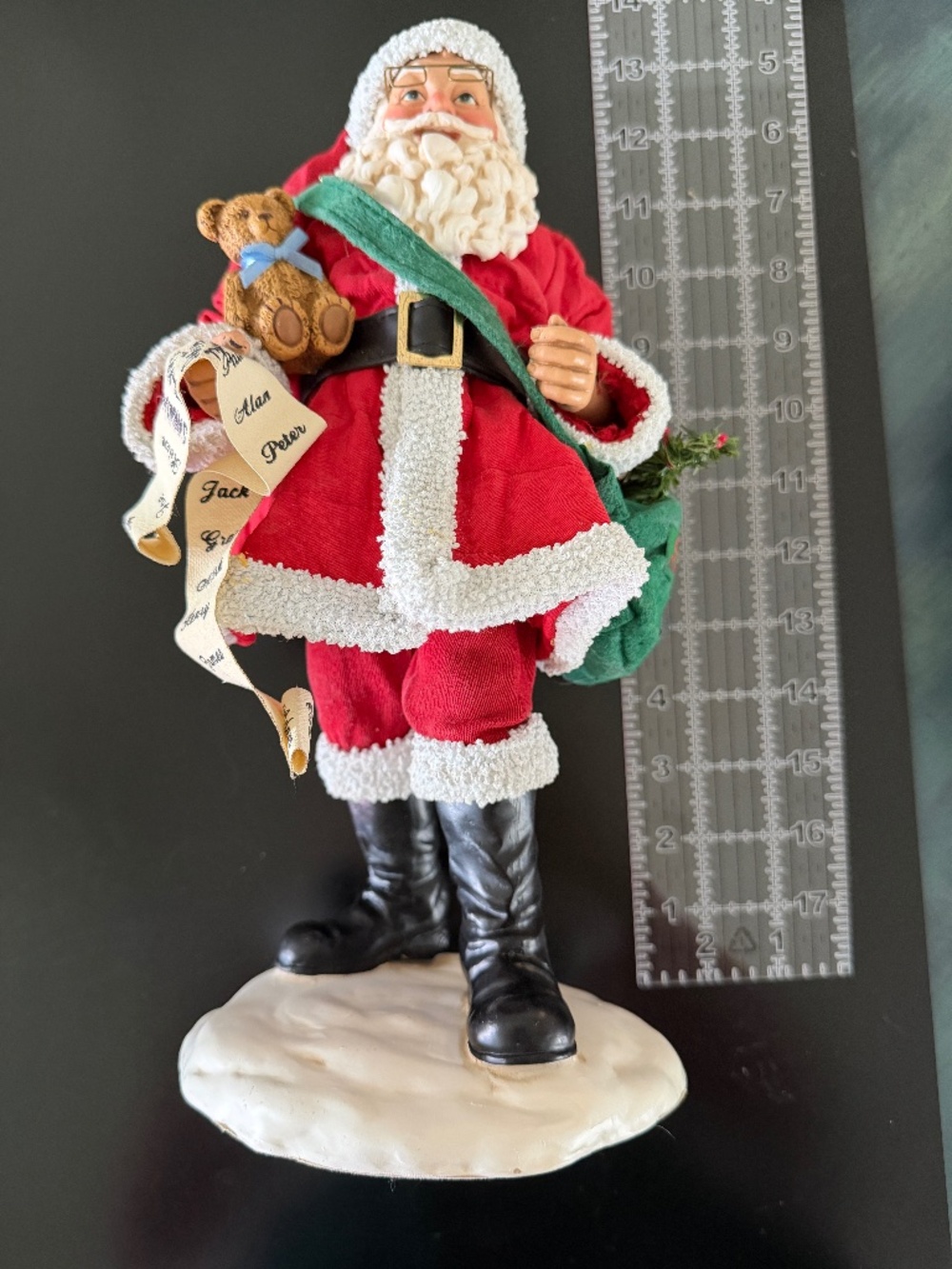 Christmas Around The World Mache Santa With Toy Sack 13" Fabric Suit